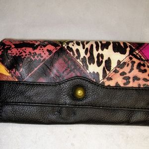 Women's Black Wallet W/ Leopard Print